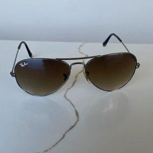 Ray-Ban RB3025 Aviator Large Metal Sunglasses - Gunmetal/Brown 58mm